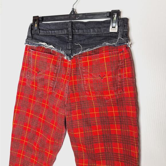 Hudson Jeans Bettie Taper Jeans High Rise Red Plaid Tartan 26 Punk Ska Grunge - Picture 10 of 11